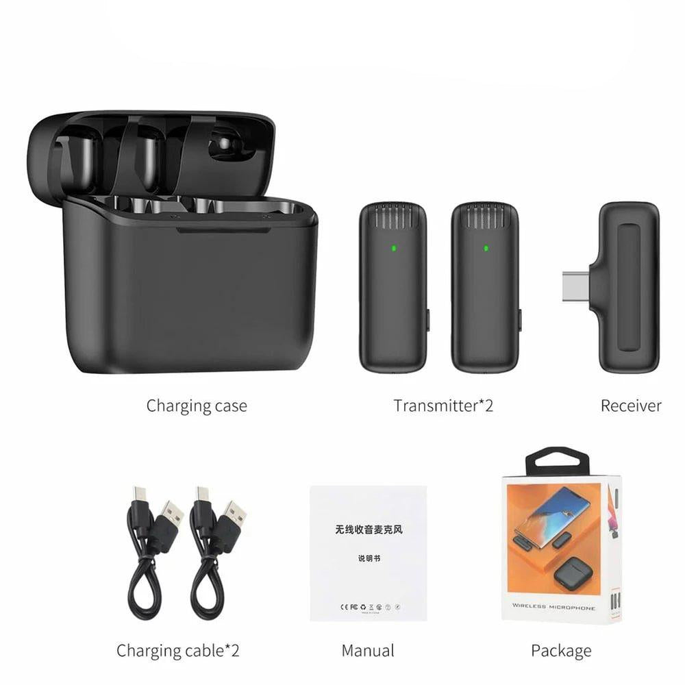 NEW J13 Type-C Dual Activate Noise Cancellation Wireless Microphone with Charging Case